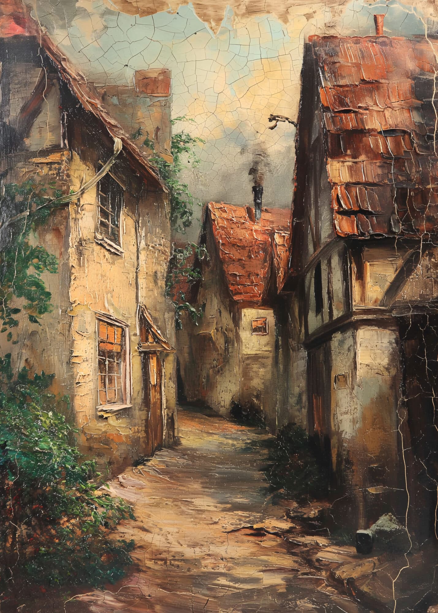 Sunlit Village Lane - Metal Poster by Maya Arunika