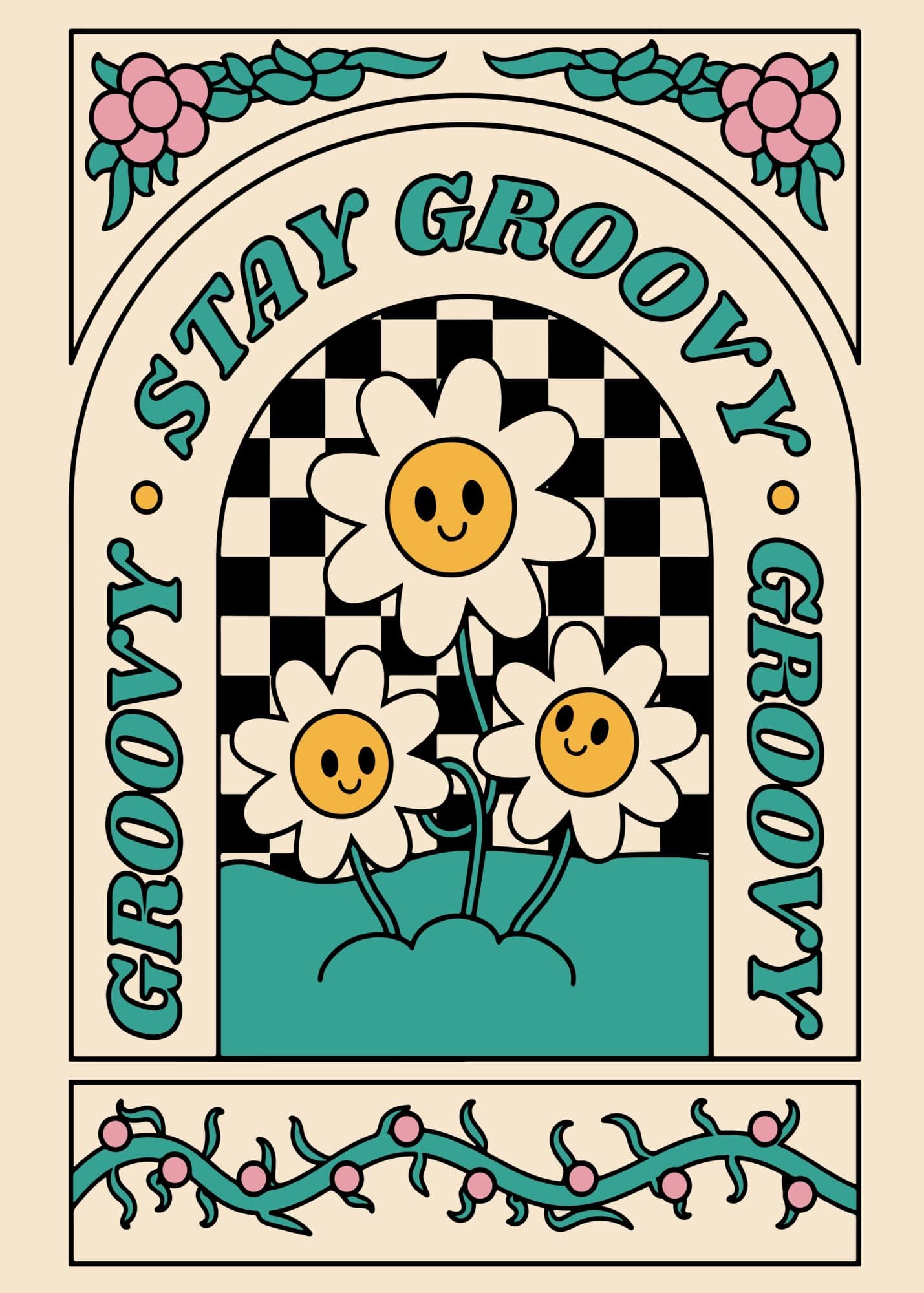 Stay Groovy - Metal Poster by Afterimage Studio