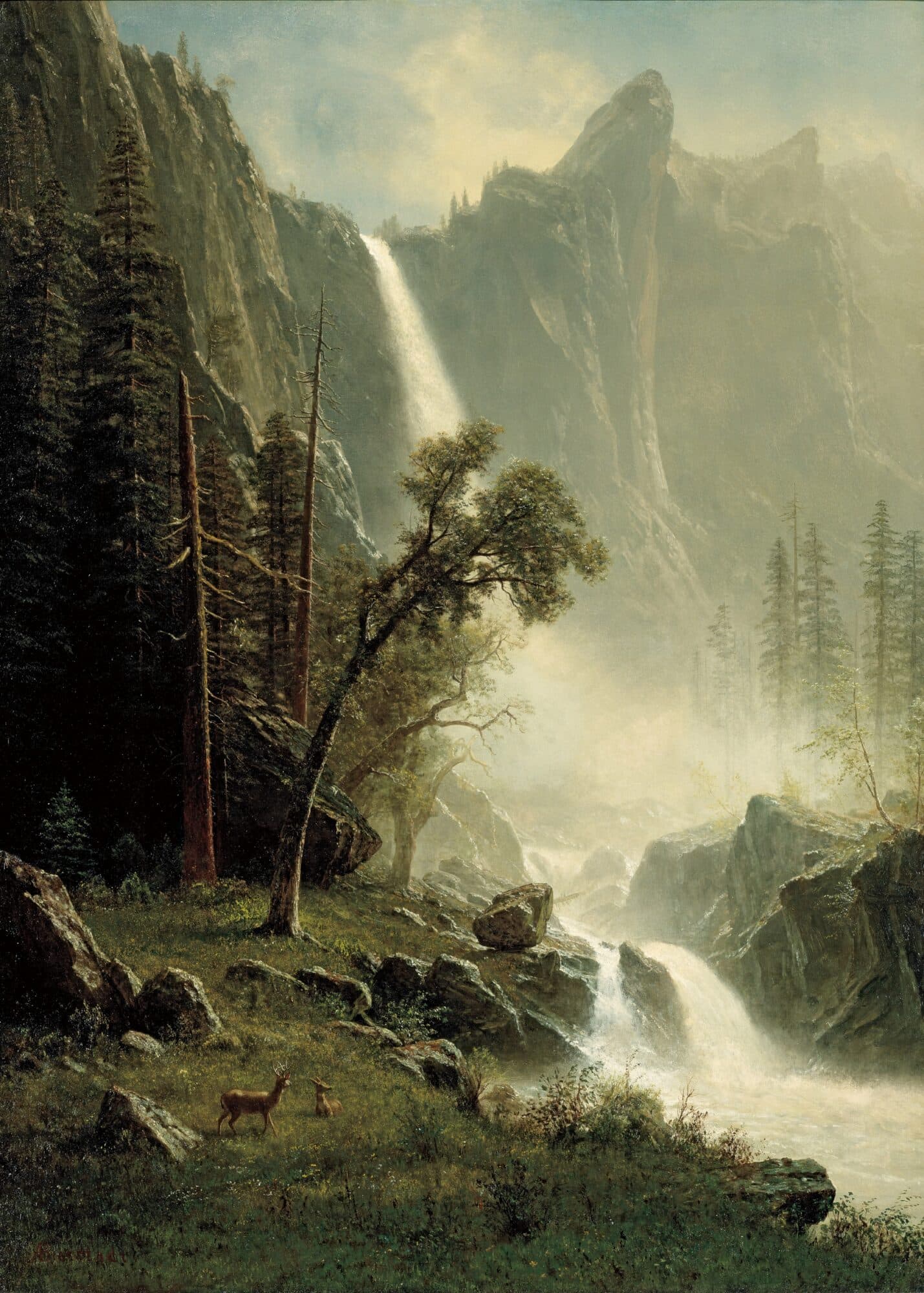 Bridal Veil Falls - Metal Poster by Albert Bierstadt