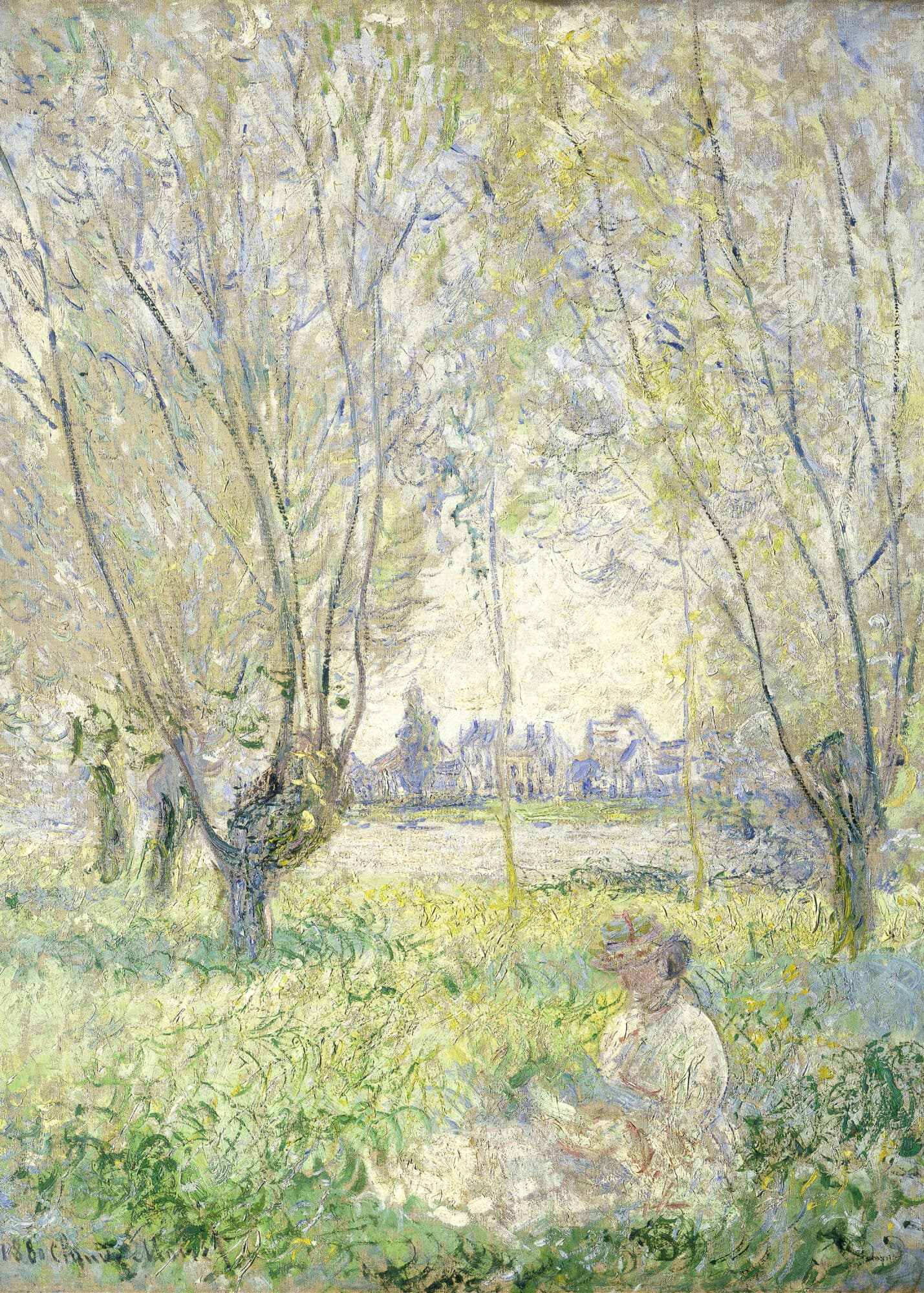 Woman Seated under the Willows (1880) - Metal Poster by Claude Monet