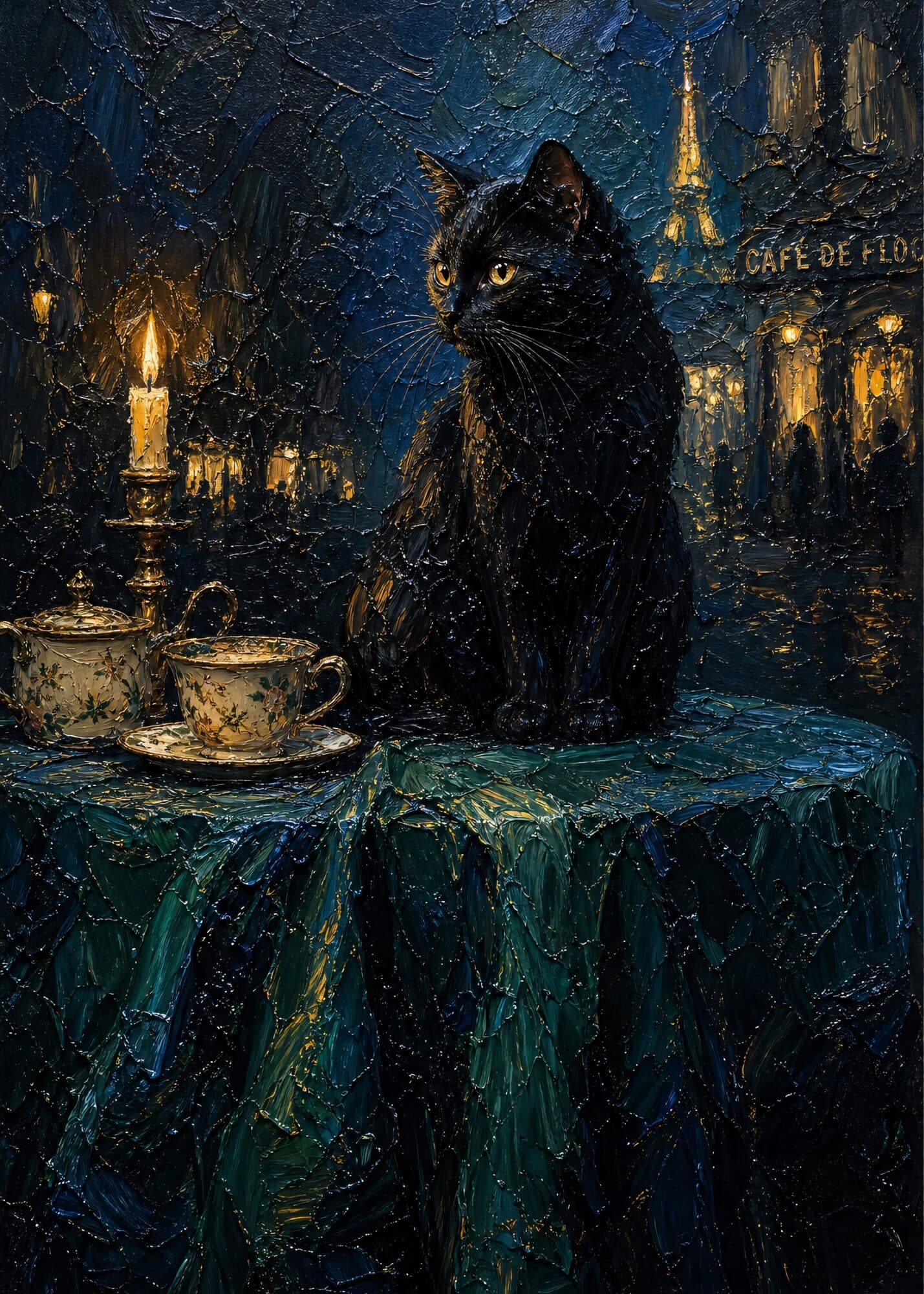 Midnight Café Sentinel - Metal Poster by Kalen Voss