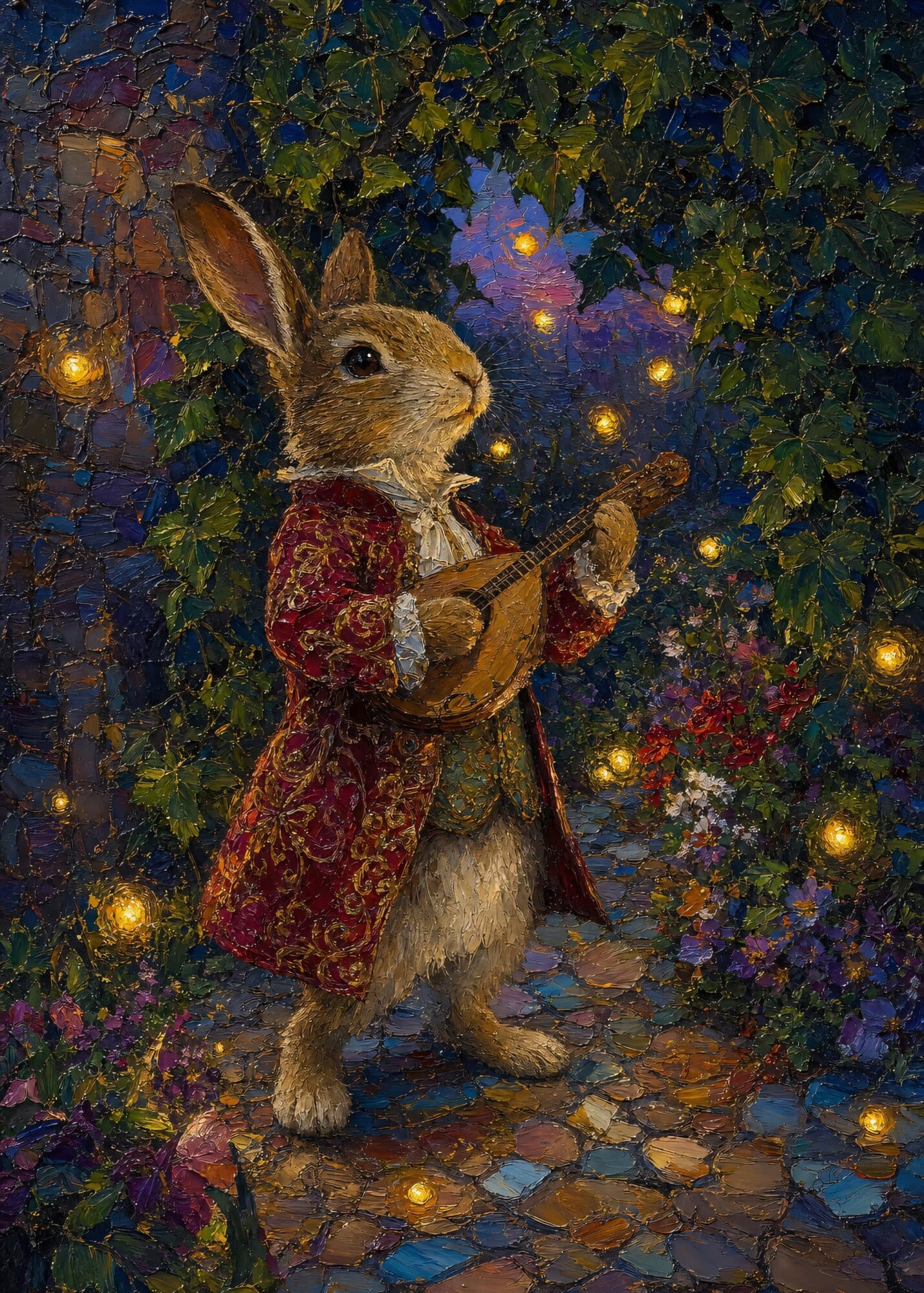 Midnight Minstrel Hare - Metal Poster by Kalen Voss