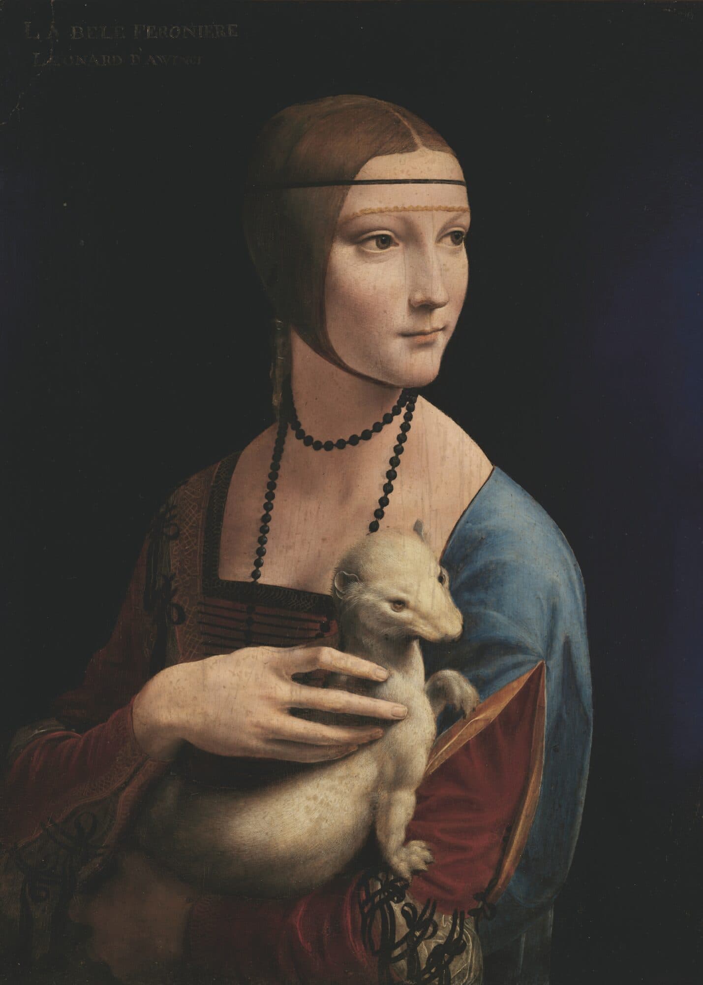 Lady with an Ermine - Metal Poster by Leonardo da Vinci