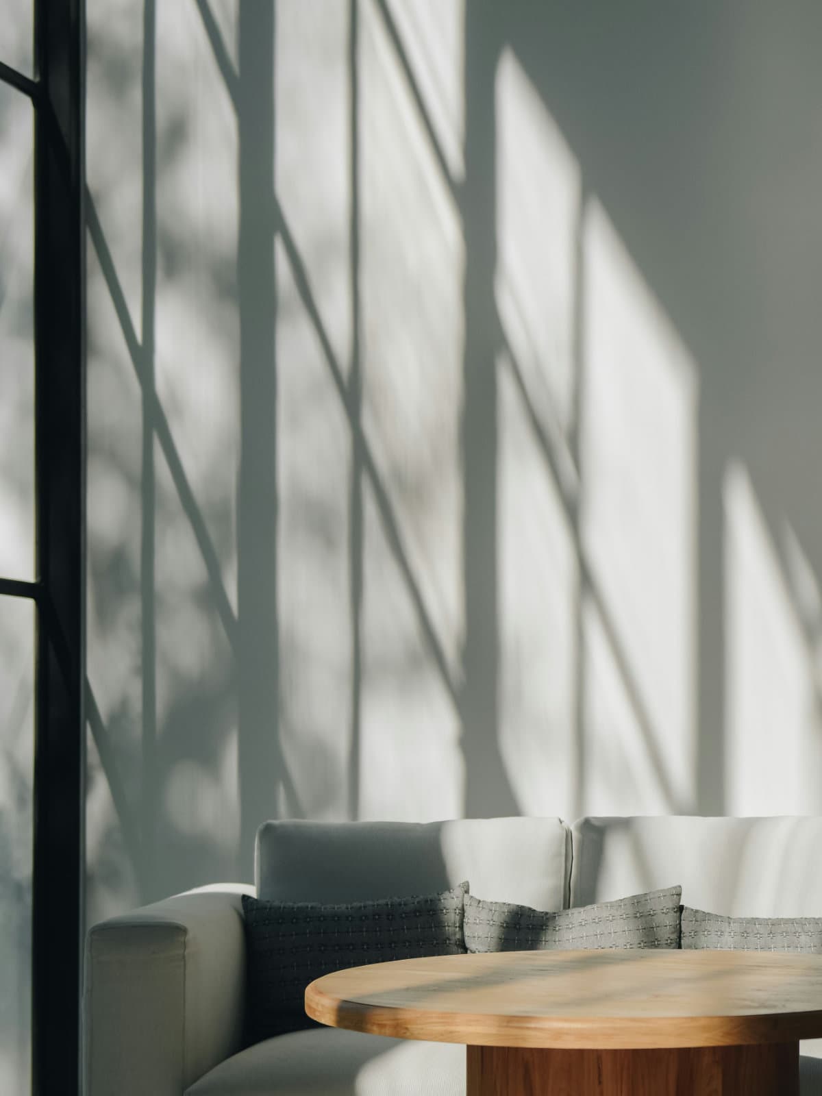 Sunlit living room mockup